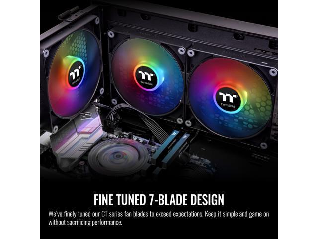 Thermaltake CT140 ARGB Sync PC Cooling Fan (2-Fan Pack), 5V Motherboard Sync, 16.8 Million Colors 9 Addressable LEDs, 140 mm Hydraulic Bearing...