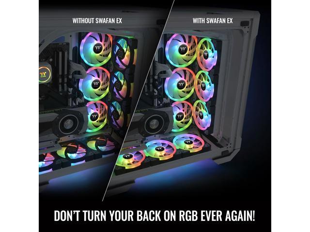 Thermaltake SWAFAN EX 12 RGB PC Cooling Fan White, 500 ~ 2000 RPM, Magnetic Connection, Reversable Blades, Controller included, CL-F161-PL12SW-A
