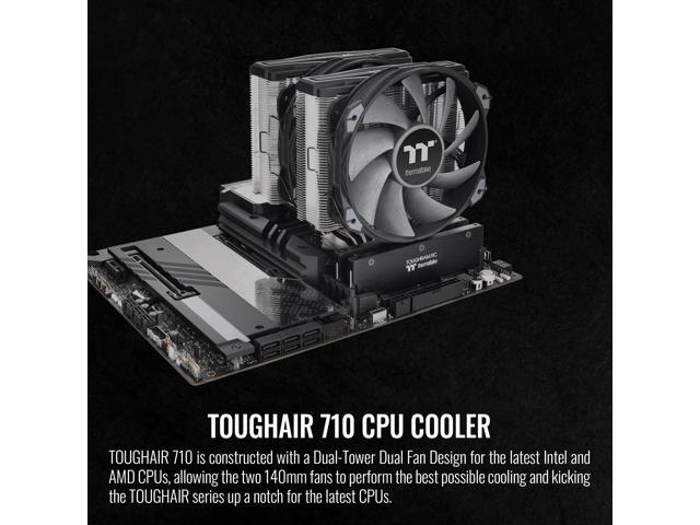 Thermaltake TOUGHAIR 710 250W TDP CPU Cooler, Intel LGA 1700/1200, AMD AM5/AM4, Dual-Tower Dual Fan Design, Copper base with 7 heat pipes,...