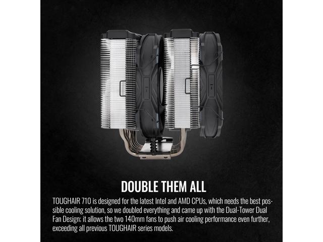 Thermaltake TOUGHAIR 710 250W TDP CPU Cooler, Intel LGA 1700/1200, AMD AM5/AM4, Dual-Tower Dual Fan Design, Copper base with 7 heat pipes,...