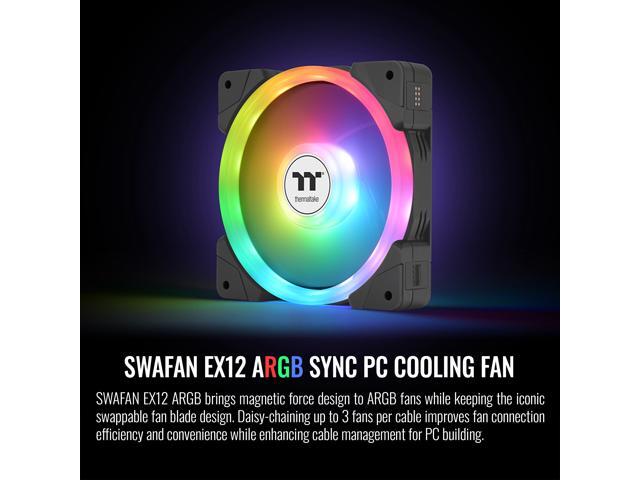 Thermaltake - SWAFAN EX12 ARGB Sync 120mm Computer Case Cooling Fan TT Premium Edition (3-Pack) - Black - image 3