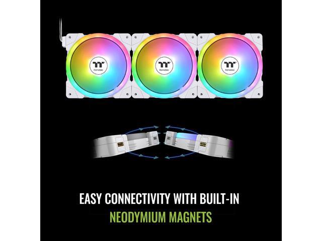 Thermaltake SWAFAN EX 14 ARGB PC Cooling Fan White, 3-Fan pcak, 500 ~ 2000 RPM, Magnetic Connection, Reversable Blades, sync with MB RGB software,...
