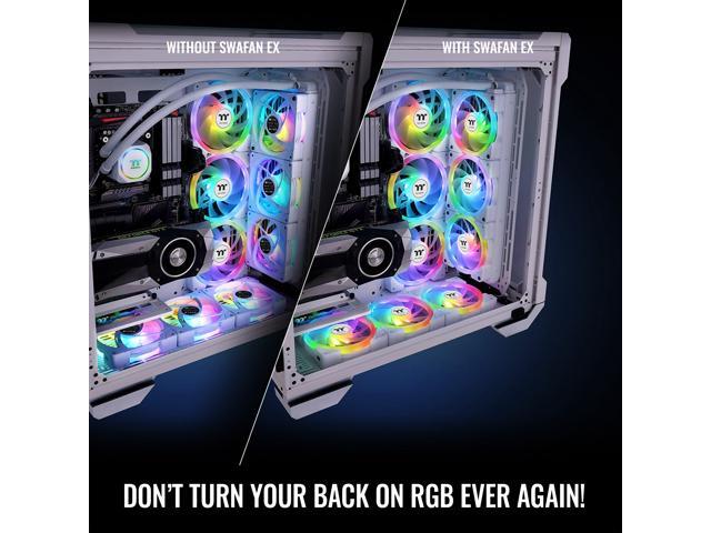 Thermaltake SWAFAN EX 14 ARGB PC Cooling Fan White, 3-Fan pcak, 500 ~ 2000 RPM, Magnetic Connection, Reversable Blades, sync with MB RGB software,...