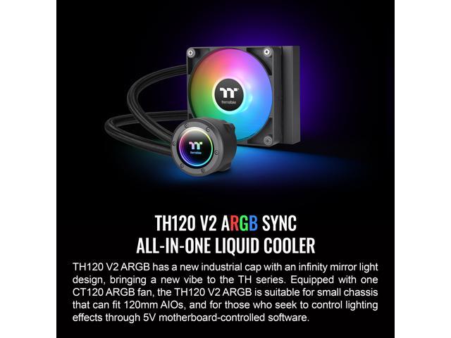 Thermaltake - TH120 ARGB Sync V2 120mm Radiator AIO CPU Liquid Cooler with Mirror Rotating Cap Design - Black - image 3