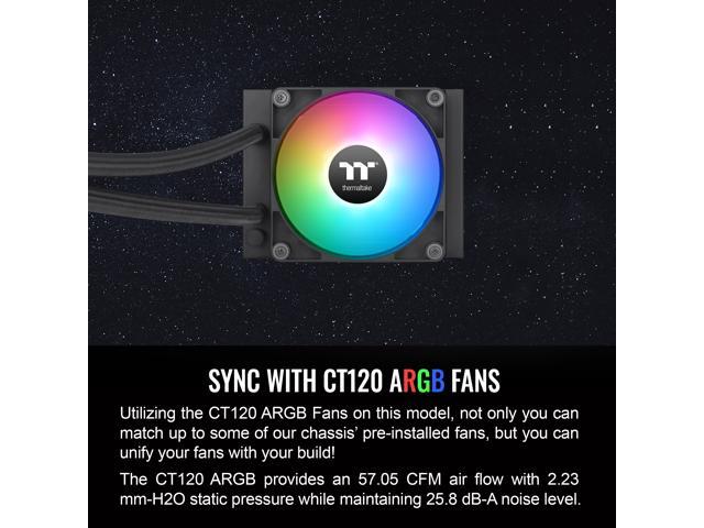 Thermaltake - TH120 ARGB Sync V2 120mm Radiator AIO CPU Liquid Cooler with Mirror Rotating Cap Design - Black - image 6