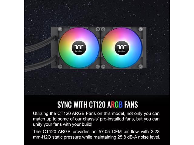 Thermaltake - TH240 V2 ARGB Sync 240mm AIO Liquid Cooler (2x 120mm ARGB PWM Fans) with Mirror Rotating Cap Design - Black - image 6