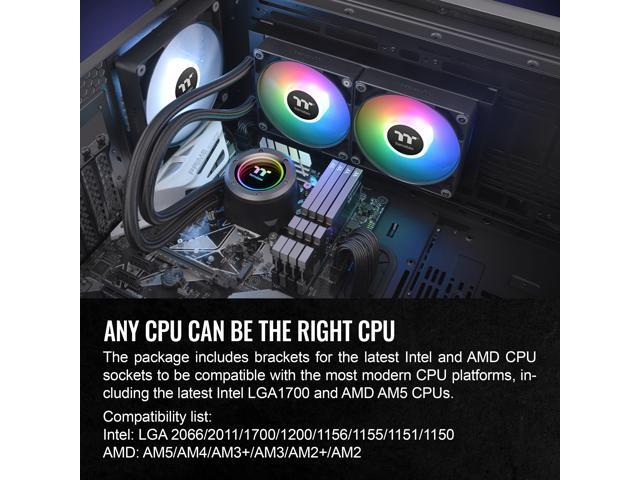 Thermaltake - TH240 V2 ARGB Sync 240mm AIO Liquid Cooler (2x 120mm ARGB PWM Fans) with Mirror Rotating Cap Design - Black - image 7