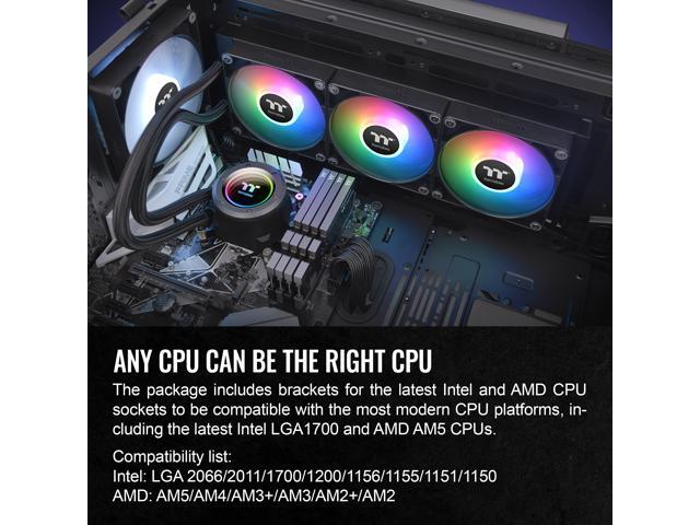 Thermaltake - TH360 V2 ARGB Sync 360mm AIO Liquid Cooler (3x 120mm ARGB PWM Fans) with Mirror Rotating Cap Design - Black - image 7