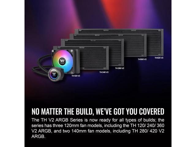Thermaltake - TH420 V2 ARGB Sync 420mm AIO Liquid Cooler (3x 140mm ARGB PWM Fans) with Mirror Rotating Cap Design - Black - image 4