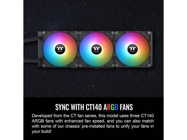 Thermaltake - TH420 V2 ARGB Sync 420mm AIO Liquid Cooler (3x 140mm ARGB PWM Fans) with Mirror Rotating Cap Design - Black - image 6