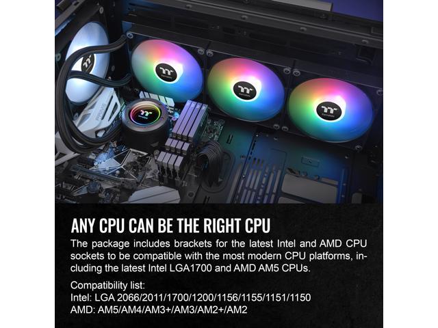 Thermaltake - TH420 V2 ARGB Sync 420mm AIO Liquid Cooler (3x 140mm ARGB PWM Fans) with Mirror Rotating Cap Design - Black - image 7