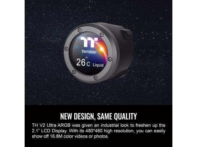 Thermaltake - TH240 V2 Ultra ARGB Sync 240mm AIO Liquid Cooler (2x 120mm ARGB PWM Fans) with 2.1" LCD Display Cap - Black - image 5