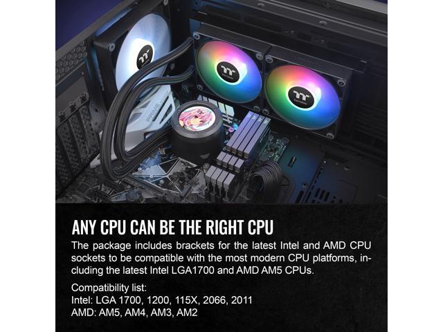 Thermaltake - TH240 V2 Ultra ARGB Sync 240mm AIO Liquid Cooler (2x 120mm ARGB PWM Fans) with 2.1" LCD Display Cap - Black - image 7