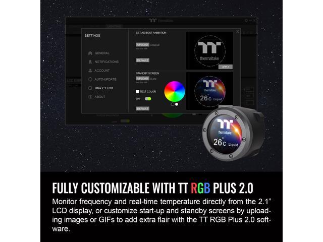 Thermaltake - TH360 V2 Ultra ARGB Sync 360mm AIO Liquid Cooler (3x 120mm ARGB PWM Fans) with 2.1" LCD Display Cap - Black - image 6