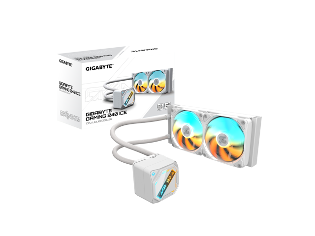 GIGABYTE GAMING 240 ICE liquid CPU Cooler, 240mm Radiator with 2x 120mm low noise ARGB Fans, compatible with Intel LGA 1851, 1700, 115X, 1200, and...