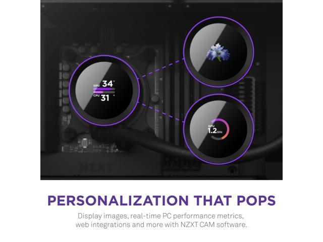 NZXT Kraken 240mm - RL-KN240-B1 - AIO CPU Liquid Cooler - LCD Display - 2 x F120P Static Pressure Fan Radiator Fans LGA 1851/1700 / AM5 Compatible