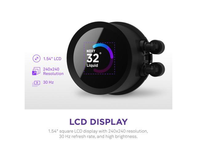 NZXT Kraken 240mm - RL-KN240-B1 - AIO CPU Liquid Cooler - LCD Display - 2 x F120P Static Pressure Fan Radiator Fans LGA 1851/1700 / AM5 Compatible