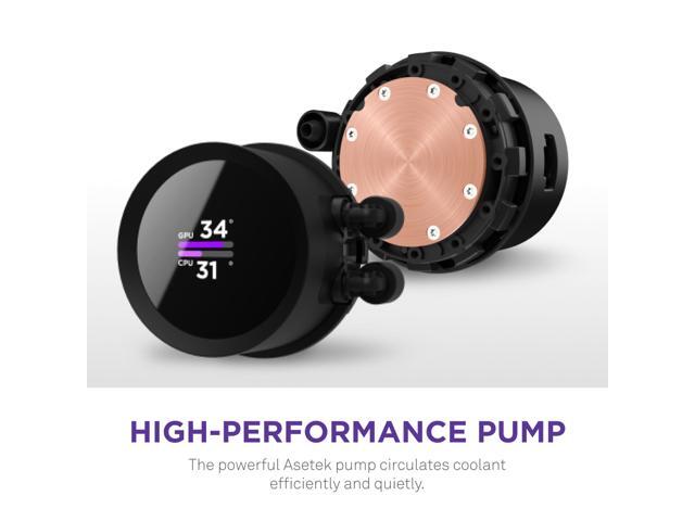 NZXT Kraken 240mm - RL-KN240-B1 - AIO CPU Liquid Cooler - LCD Display - 2 x F120P Static Pressure Fan Radiator Fans LGA 1851/1700 / AM5 Compatible