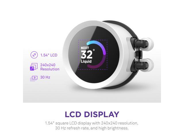 Open Box - NZXT Kraken RGB 280mm - RL-KR280-W1- AIO RGB CPU Liquid Cooler - LCD Display - 2 x F140RGB Core Fans Radiator Fans White LGA 1700 / AM5...