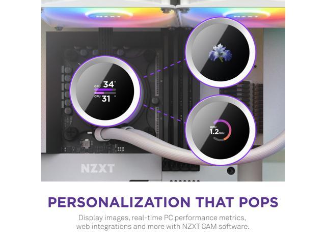 NZXT - Kraken RGB 360mm Radiator CPU Liquid Cooler (3 x 120mm Core Fans) with RGB Controller and 1.54" LCD Display - White - image 3