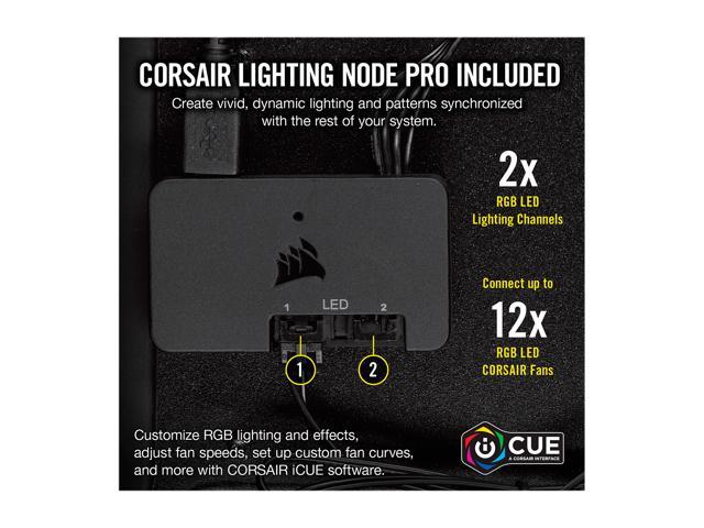 Corsair LL Series CO-9050074-WW LL140 RGB, 140mm Dual Light Loop RGB LED PWM Fan, 2 Fan Pack with Lighting Node PRO