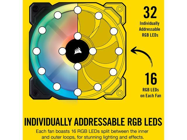 Corsair LL Series CO-9050074-WW LL140 RGB, 140mm Dual Light Loop RGB LED PWM Fan, 2 Fan Pack with Lighting Node PRO