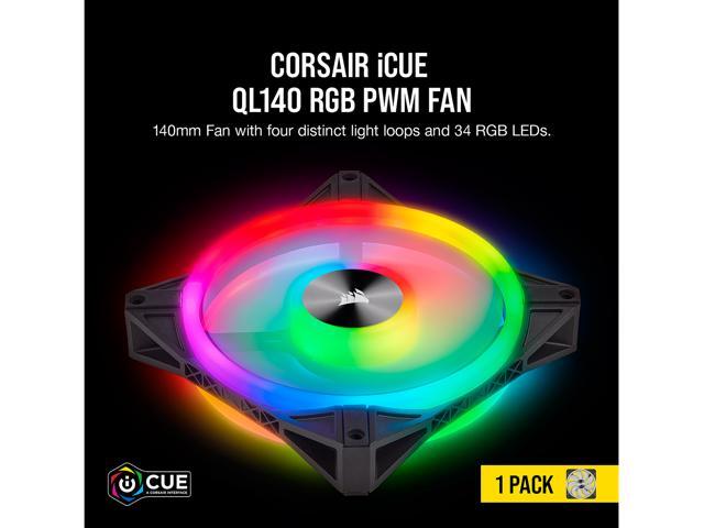 CORSAIR QL Series, iCUE QL140 RGB, 140mm RGB LED Fan, Single Pack, CO-9050099-WW