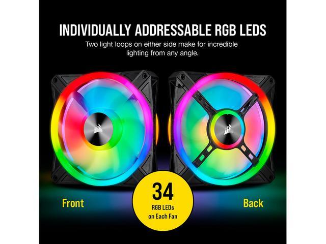 CORSAIR QL Series, iCUE QL140 RGB, 140mm RGB LED Fan, Dual Pack with Lighting Node CORE, CO-9050100-WW