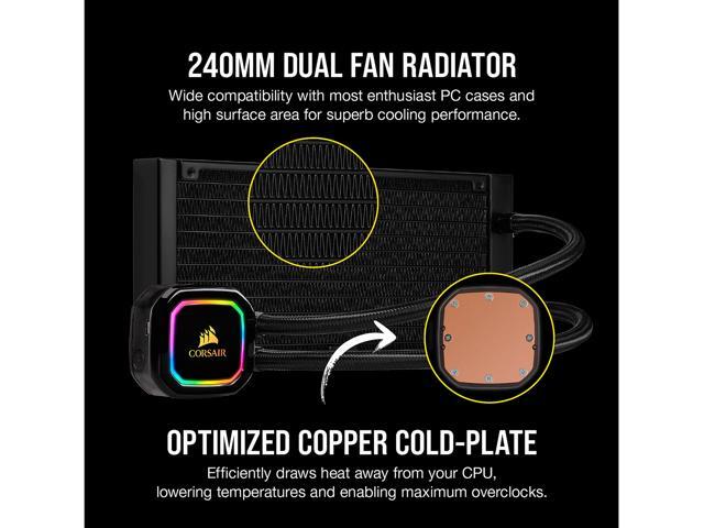 CORSAIR iCUE H100i RGB PRO XT, 240mm Radiator, Dual 120mm PWM Fans, Software Control, Liquid CPU Cooler, CW-9060043-WW LGA 1700 Compatible