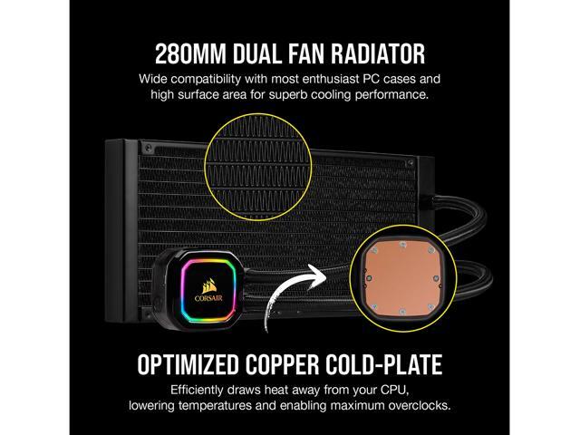 CORSAIR iCUE H115i RGB PRO XT, 280mm Radiator, Dual 140mm PWM Fans, Software Control, Liquid CPU Cooler, CW-9060044-WW LGA 1700 Compatible