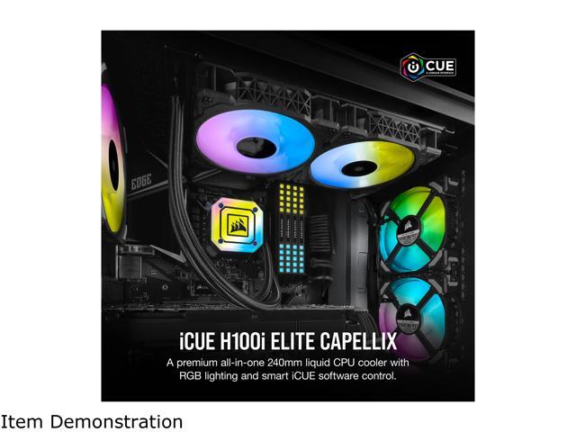 Corsair Hydro Series, iCUE H100i ELITE CAPELLIX, 240mm Radiator, Dual ML120 RGB PWM Fans, Powerful iCUE Software, Liquid CPU Cooler LGA 1700...