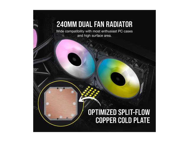 Corsair Hydro Series, iCUE H100i ELITE CAPELLIX, 240mm Radiator, Dual ML120 RGB PWM Fans, Powerful iCUE Software, Liquid CPU Cooler LGA 1700...
