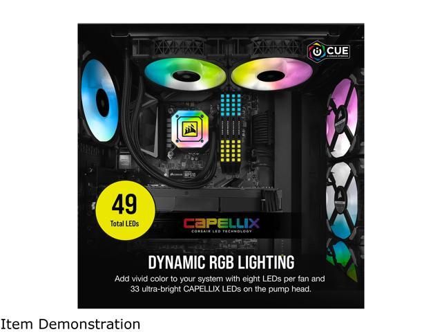 Corsair Hydro Series, iCUE H115i ELITE CAPELLIX, 280mm Radiator, Dual ML140 RGB PWM Fans, Powerful iCUE Software, Liquid CPU Cooler LGA 1700...