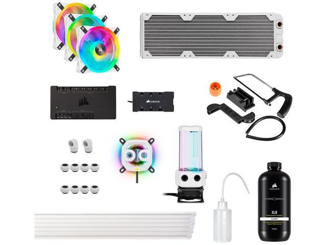 CORSAIR Hydro X Series iCUE XH305i RGB PRO Custom Cooling Kit - White - Hardline CPU Cooling Loop - CPU Water Block - D5 Pump/Reservoir Combo.