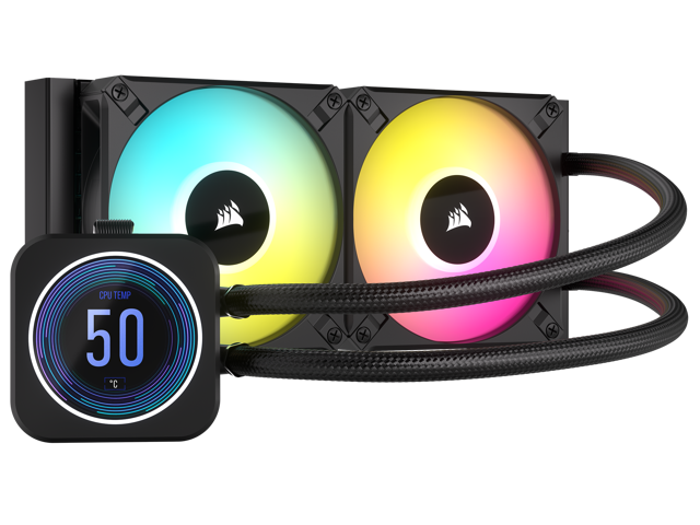 CORSAIR iCUE H100i ELITE LCD XT Liquid CPU Cooler - IPS LCD Screen - AF120 RGB ELITE Fans - 240mm Radiator - Fits Intel® LGA 1700, AMD® AM5, and