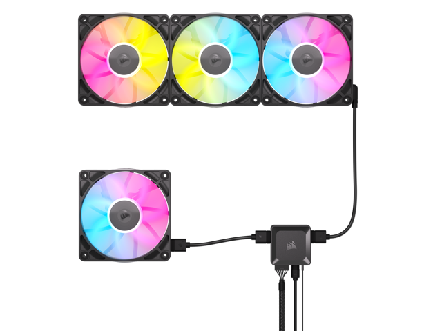 CORSAIR - iCUE LINK RX120 RGB 120mm PWM Computer Case Fan Starter Kit (3-pack) - Black - image 4