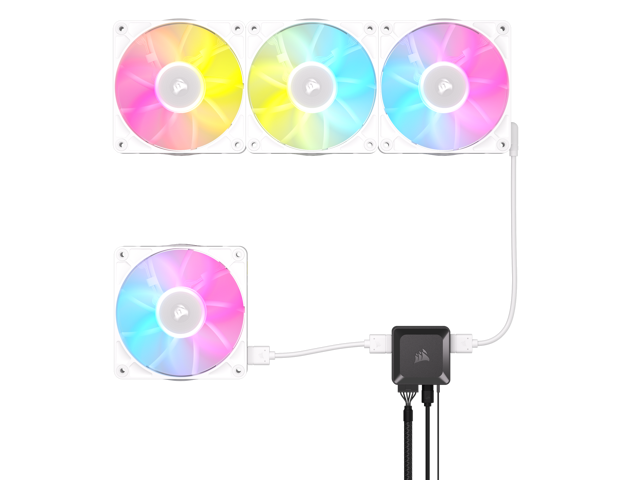 CORSAIR - iCUE LINK RX120 RGB 120mm PWM Computer Case Fan Starter Kit (3-pack) - White - image 6