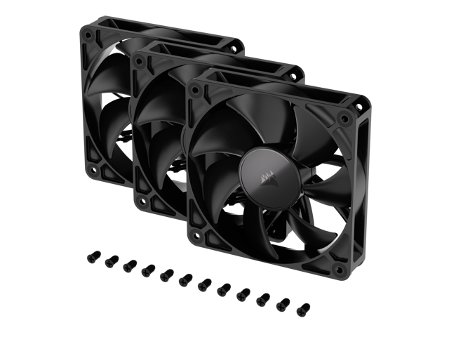 CORSAIR RS120 PWM 120mm Fans Triple Pack - Simplified Control - Daisy-Chain 4-Pin PWM Connection - Concentrated AirGuide Cooling - Magnetic Dome...