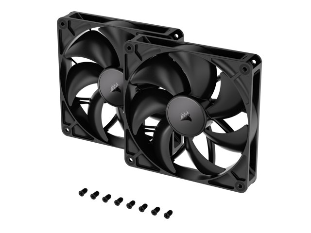 CORSAIR RS140 PWM 140mm Fans Dual Pack - Simplified Control - Daisy-Chain 4-Pin PWM Connection - Concentrated AirGuide Cooling - Magnetic Dome Bearing