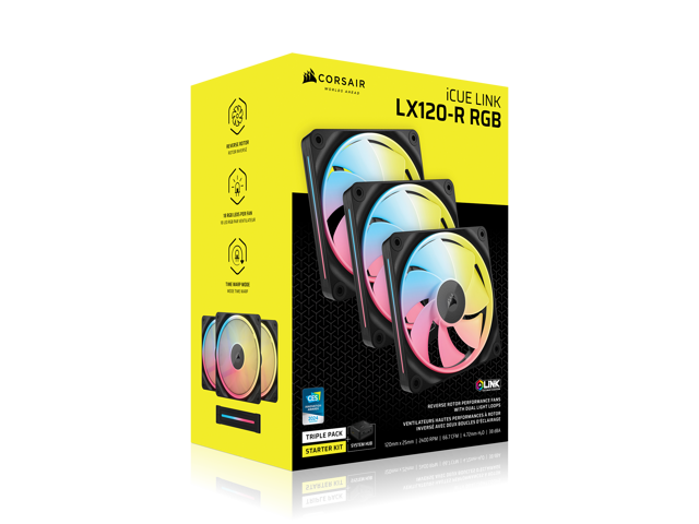 CORSAIR - iCUE LINK LX120-R RGB 120mm PWM Reverse Blade Computer Case Fan Starter Kit (3-pack) - Black - image 5