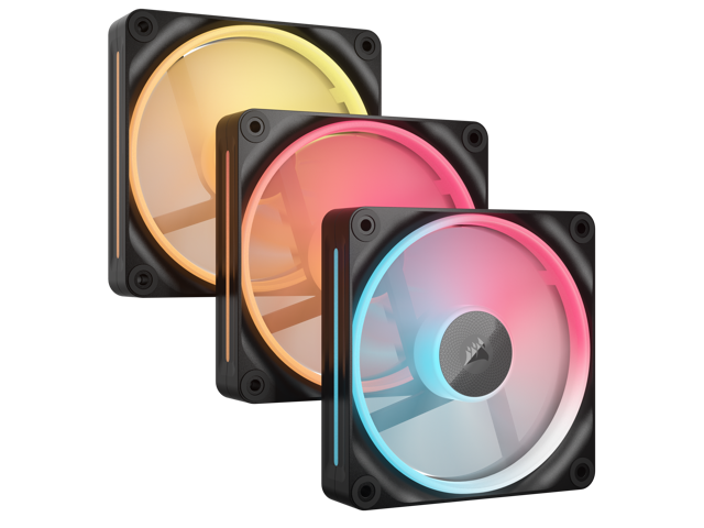 CORSAIR - iCUE LINK LX120-R RGB 120mm PWM Reverse Blade Computer Case Fan Starter Kit (3-pack) - Black - image 3