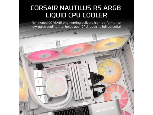 CORSAIR NAUTILUS 360 RS ARGB Liquid CPU Cooler - White - RS120 ARGB Fans - Fits Intel LGA 1851, AMD AM5/AM4 - Simple Daisy-Chain Connections -...