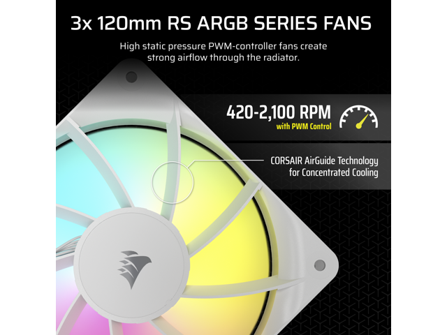 CORSAIR NAUTILUS 360 RS ARGB Liquid CPU Cooler - White - RS120 ARGB Fans - Fits Intel LGA 1851, AMD AM5/AM4 - Simple Daisy-Chain Connections -...