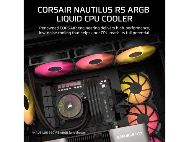 CORSAIR - NAUTILUS 240 ARGB Liquid CPU Cooler with RS120 ARGB Fans - Black - image 11