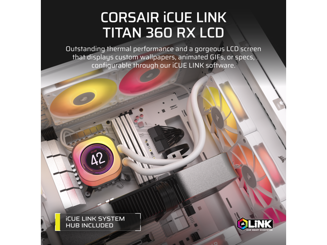 CORSAIR - iCUE LINK TITAN 360 RX LCD Liquid CPU Cooler - White - image 6
