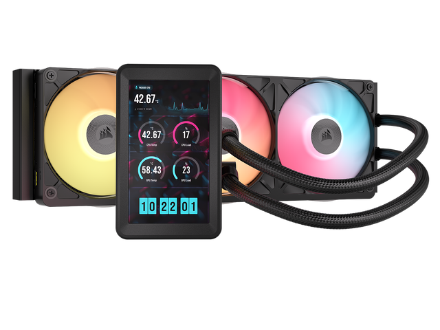 CORSAIR iCUE LINK TITAN II 360 RX LCD AIO Liquid CPU Cooler - 5' IPS LCD Screen - 720x1280 - DisplayPort Input - RX II RGB Fans - Fits AMD AM5/AM4...