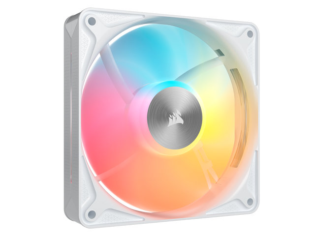 CORSAIR RS120 II ARGB 120mm PWM Fan - White - Daisy-Chain Connectivity - Magnetic Dome Bearing - AirGuide Technology - 8x RGB LEDs - Zero RPM Mode
