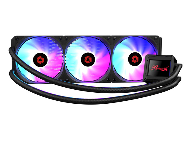 Rosewill FROSTMAX 360mm LCD ARGB AIO CPU Cooler - Real-Time 2.4-inch IPS LCD Display, 360mm Radiator, 3 x ARGB PWM Fans, Upgraded Copper Base Design, Ultra-Quiet High-Performance Cooling, AMD AM5/AM4
