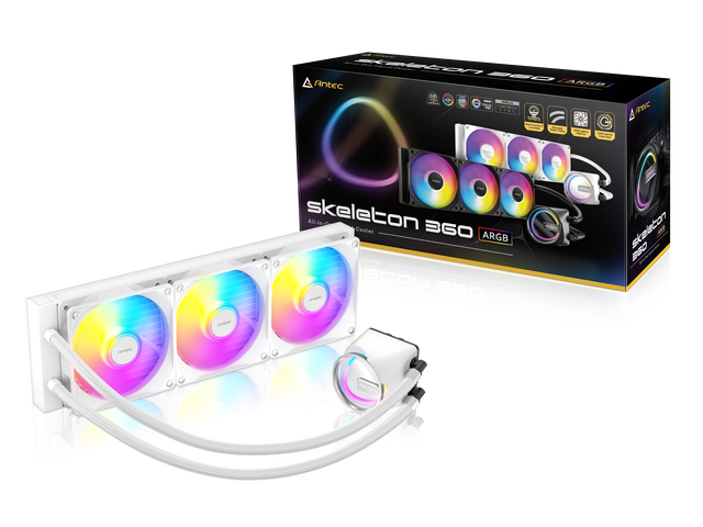 Antec Skeleton 360 ARGB White Liquid CPU Cooler, 360mm Radiator, 3 x 120mm PWM ARGB Fans, Hydraulic Bearing, Copper Base, Intel LGA...
