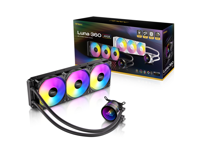 Antec Luna 360 ARGB AIO Liquid CPU Cooler, 3x120mm PWM ARGB Fans, Infinity Mirror Pump Head Design, High-Performance Cooling, Intel LGA 1700/1851 &.